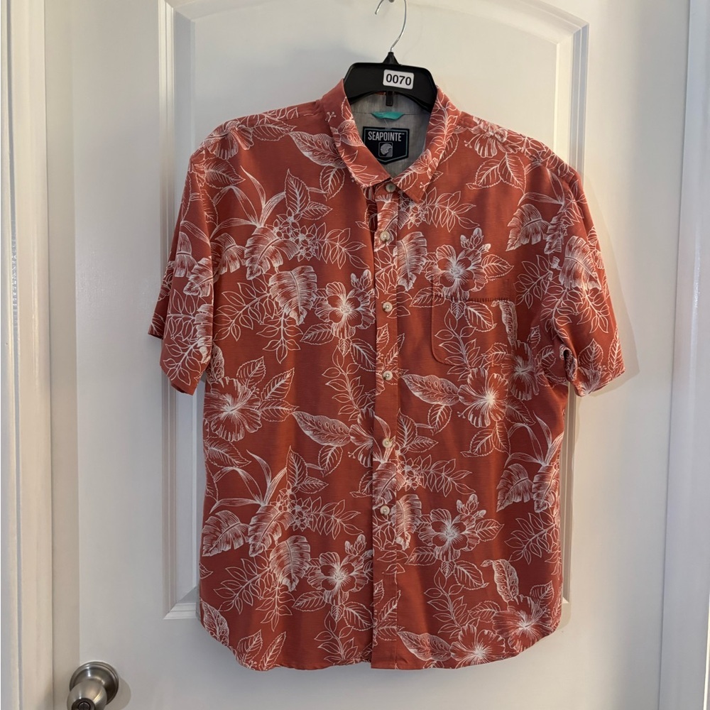 Men's Seapointe Floral Short-Sleeve Button-Up Shirt Sz XL